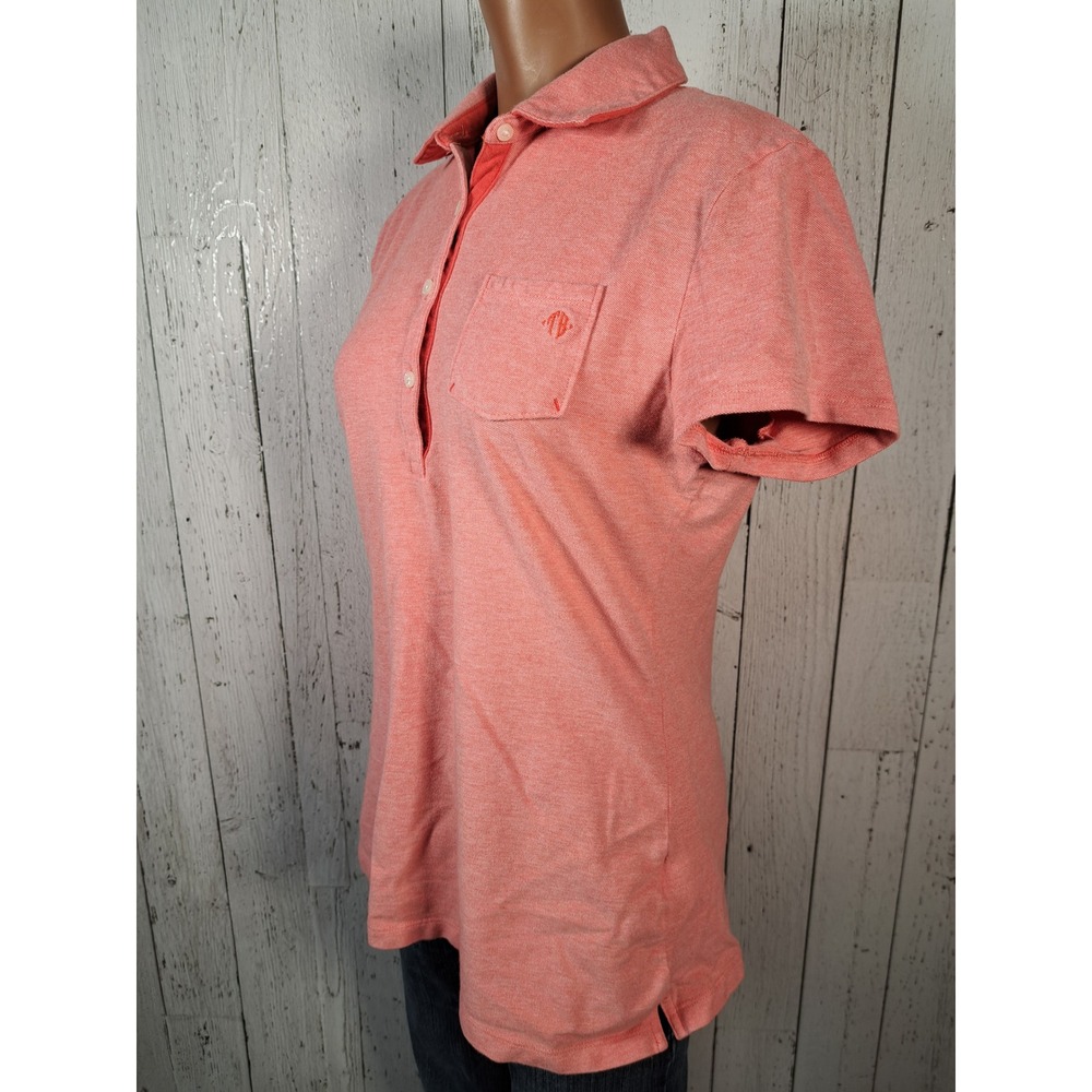 Tommy Hilfiger Womens Short Sleeve Polo Shirt Coral Heathered Logo Pocket L Y2K